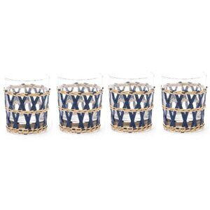 Amanda Lindroth Island Wrapped Navy Tumblers - Set of 4